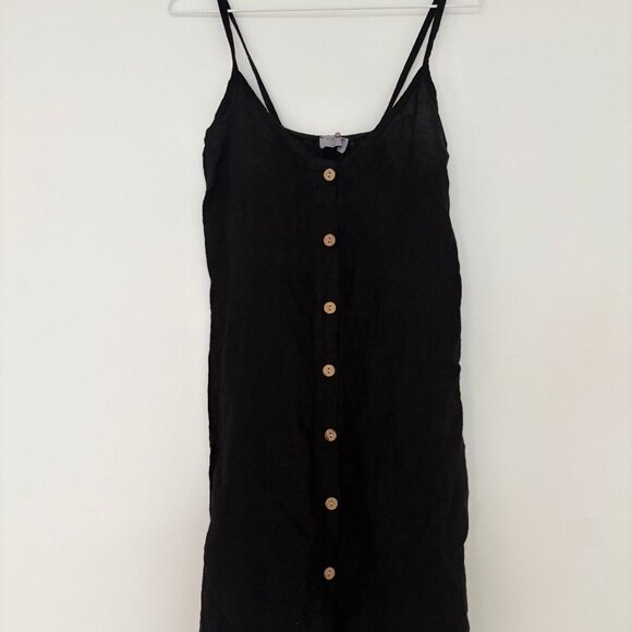 ITALIAN 100% Linen Black dress - Picture 1 of 3